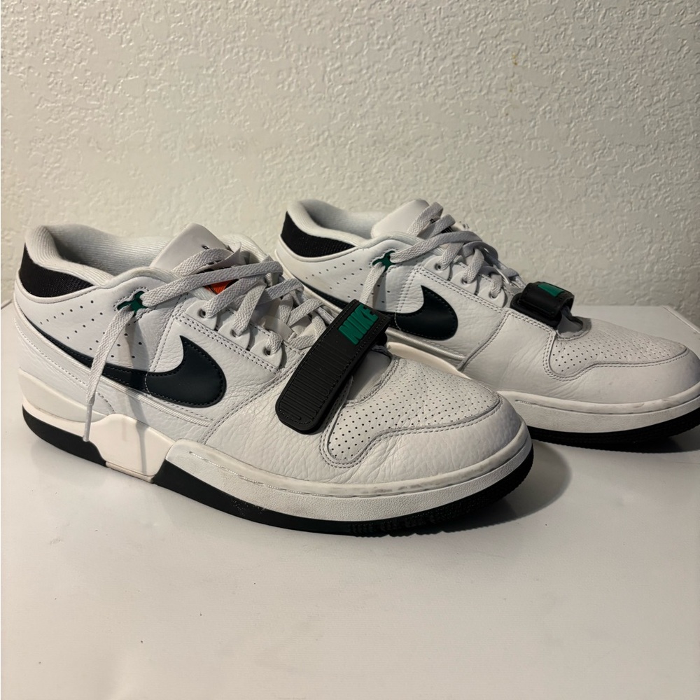 Nike Alpha Air Force 1 White and Black Men's Sneakers with Green Accents